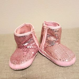 Infant Girl- Pink Shimmery Boots- Size 3-6 months